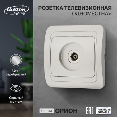 Розетка ТВ Luazon Lighting «Орион», скрытая, IP20, одноместная, серебристая
