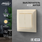 Выключатель Luazon Lighting «Антей», 10 А, 2 клавиши, скрытый монтаж, бежевый - Фото 1