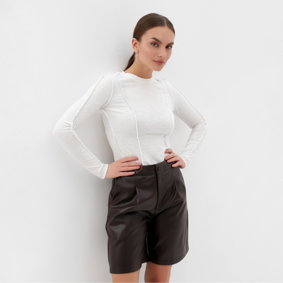 Лонгслив женский с декоративными швами MIST, размер 42, белый