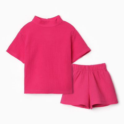Комплект (блузка и шорты) для девочки MINAKU, цвет фуксия, рост 104 см