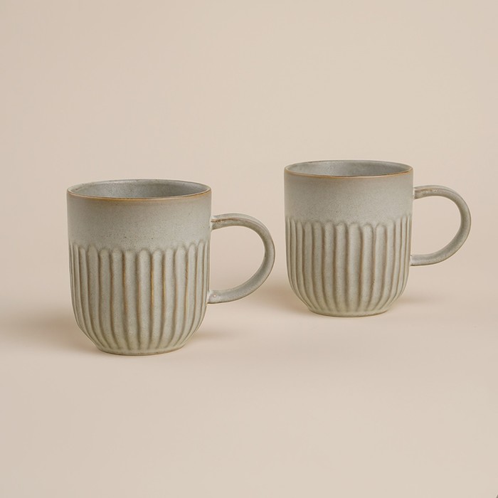 Набор кружек фарфоровых SL Home «Монти», 400 мл, серый - Фото 1