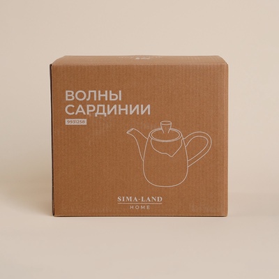 Заварочный чайник SL Home «Волны Сардинии», 1.3 л, 22.5×11×19 см, фарфор, бежевый