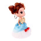 Кукла-брелок «Брюнетка» на белом помпоне, 14 см - Фото 2