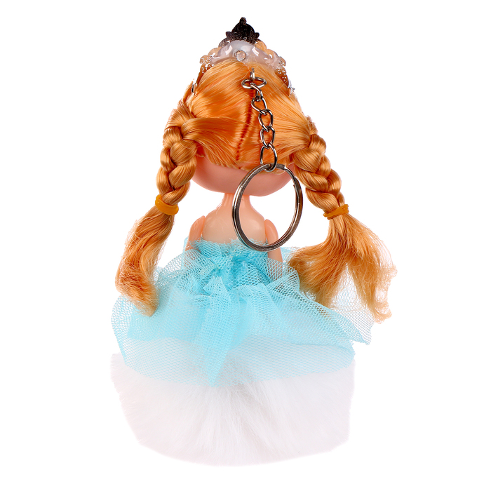 Кукла-брелок «Девочка» на белом помпоне, 14 см