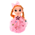 Кукла-брелок «Девочка» на розовом помпоне, 14 см - фото 5900005