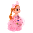 Кукла-брелок «Девочка» на розовом помпоне, 14 см - фото 9125971