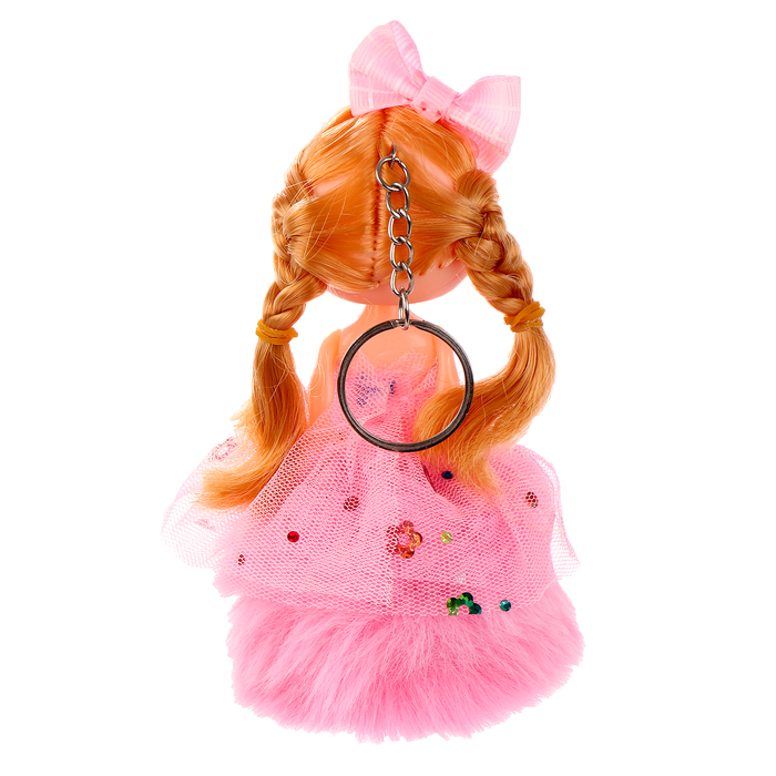 Кукла-брелок «Девочка» на розовом помпоне, 14 см - фото 1909512984