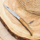 Нож складной "Плющ" 21см, клинок 95мм/3мм, со штопором, рукоять дерево - фото 321060843