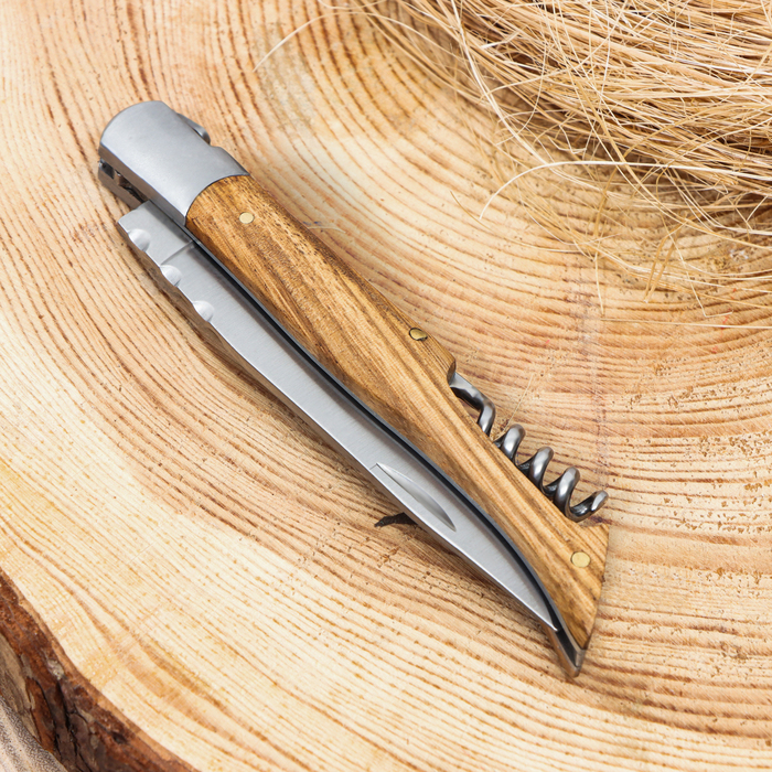 Нож складной "Плющ" 21см, клинок 95мм/3мм, со штопором, рукоять дерево - фото 1919906347