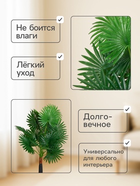 Дерево искусственное «Ливистона», h=75 см