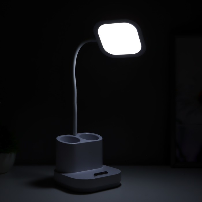 Настольная лампа "Ронд" LED, от USB/АКБ 10 Вт сенсор 3000-6000 К белый 13х13х44 см RISALUX - фото 1908047489
