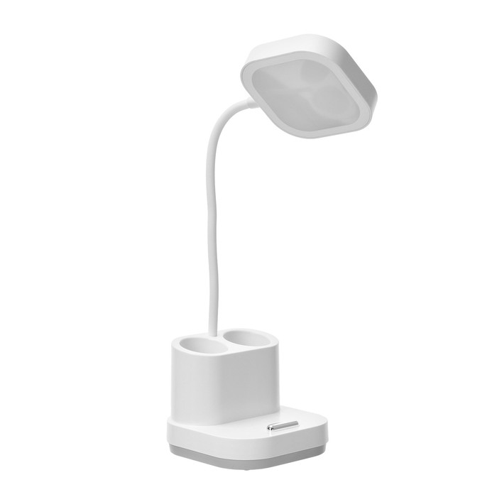 Настольная лампа "Ронд" LED, от USB/АКБ 10 Вт сенсор 3000-6000 К белый 13х13х44 см RISALUX - фото 1908047495