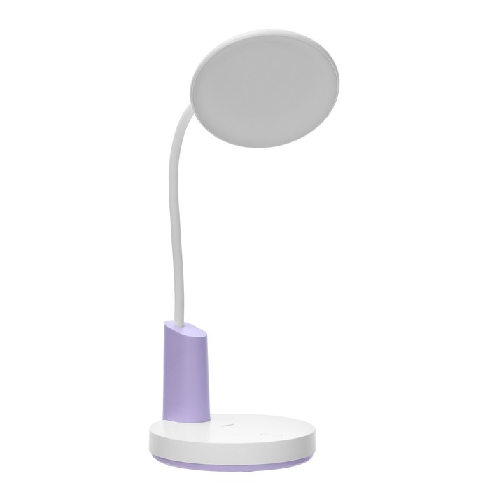 Настольная лампа "Гард" LED, от USB/АКБ 7 Вт сенсор 3000-6000 К белый-фиолетовый 13х12х37 см RISALUX - фото 1908047509