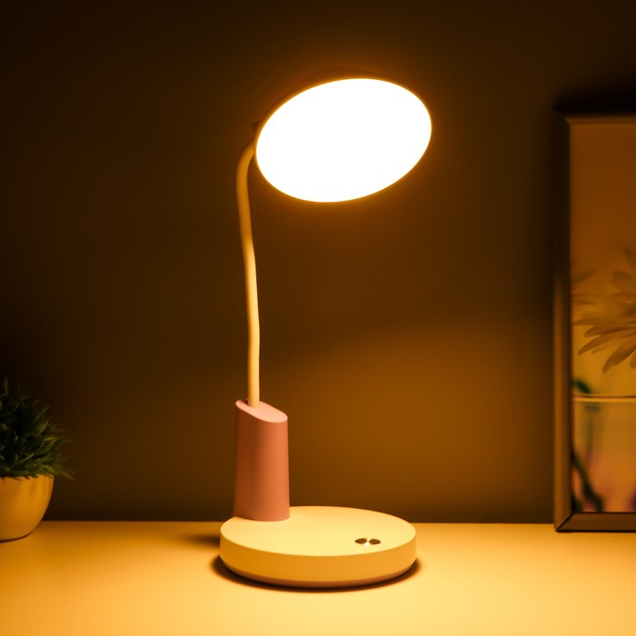 Настольная лампа "Гард" LED, от USB/АКБ 7 Вт сенсор 3000-6000 К белый-фиолетовый 13х12х37 см RISALUX - фото 1908047499