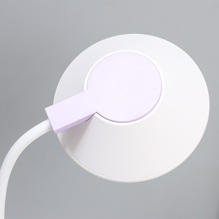 Настольная лампа "Гард" LED, от USB/АКБ 7 Вт сенсор 3000-6000 К белый-фиолетовый 13х12х37 см RISALUX - фото 1908047502