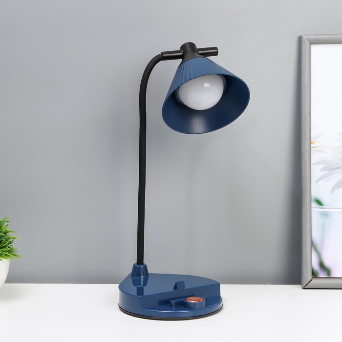 Настольная лампа «Парасоль» LED, от USB/АКБ 6 Вт сенсор 3000-6000 синий 14×10×37 см RISALUX