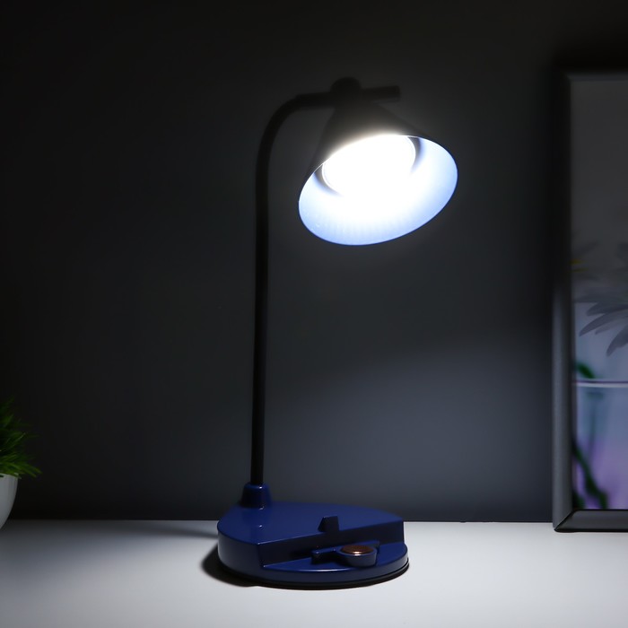 Настольная лампа "Парасоль" LED, от USB/АКБ 6 Вт сенсор 3000-6000 синий 14х10х37 см RISALUX  1006342 - фото 1908047554