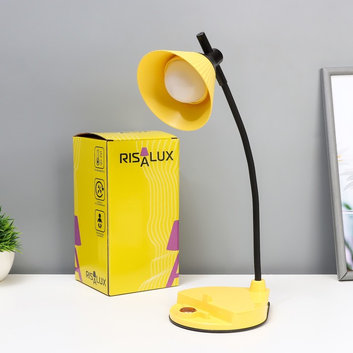 Настольная лампа "Парасоль" LED, от USB/АКБ 6 Вт сенсор 3000-6000 желтый 14х10х37 см RISALUX  100634 - фото 1908047576