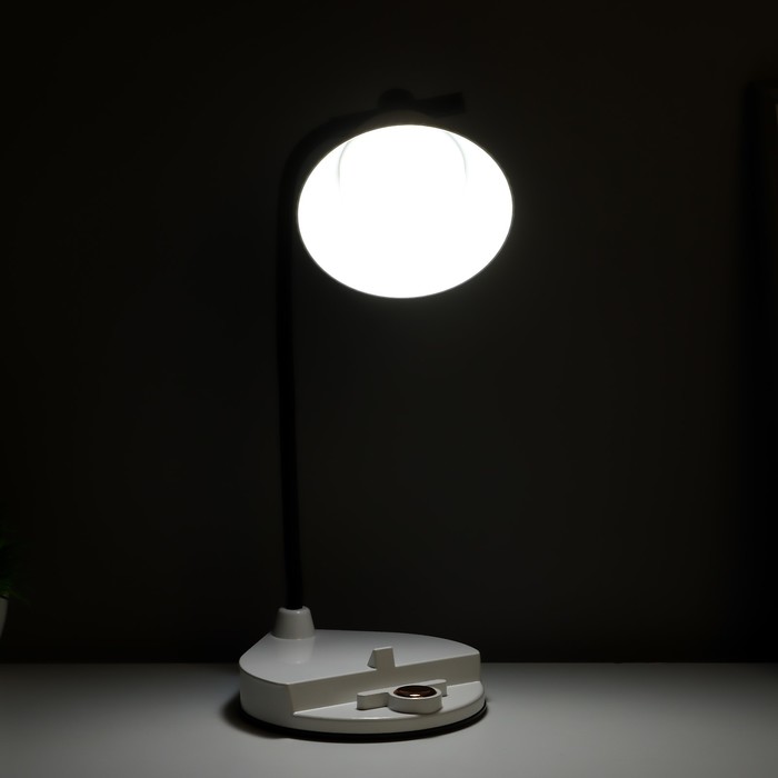 Настольная лампа "Парасоль" LED, от USB/АКБ 6 Вт сенсор 3000-6000 белый 14х10х37 см RISALUX  1006342 - фото 1908047580