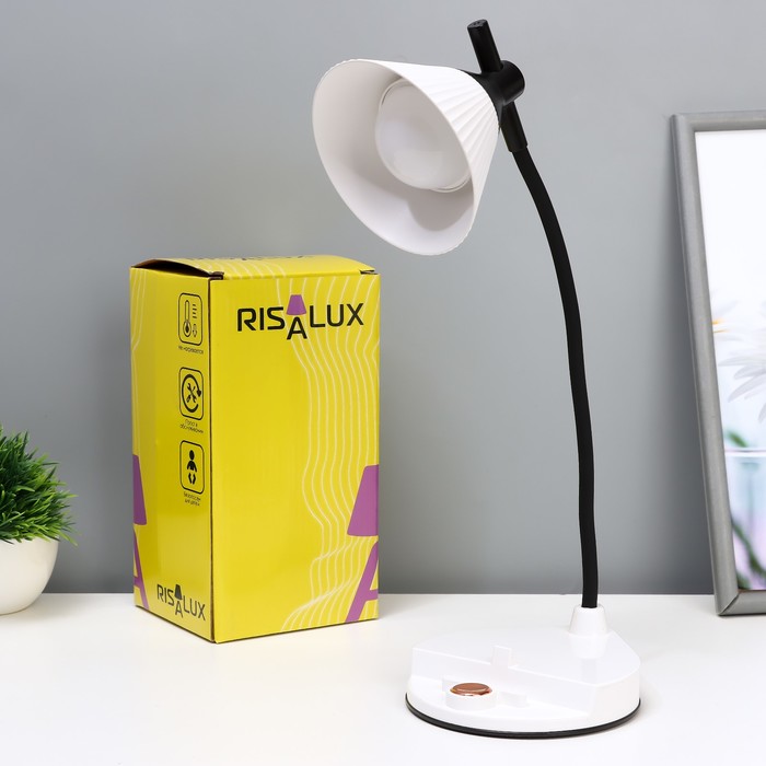 Настольная лампа "Парасоль" LED, от USB/АКБ 6 Вт сенсор 3000-6000 белый 14х10х37 см RISALUX  1006342 - фото 1908047591