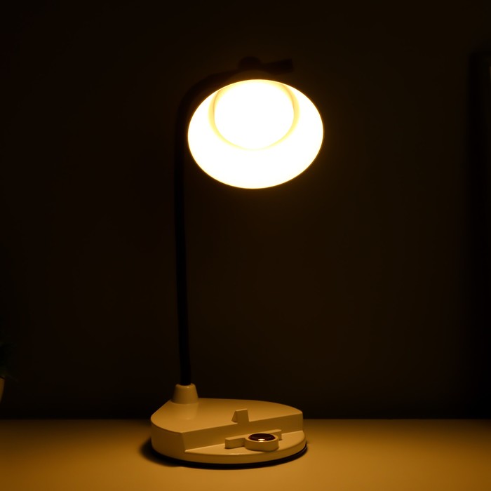 Настольная лампа "Парасоль" LED, от USB/АКБ 6 Вт сенсор 3000-6000 белый 14х10х37 см RISALUX  1006342 - фото 1908047581
