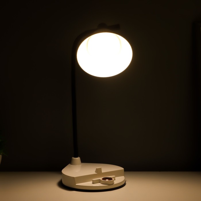 Настольная лампа "Парасоль" LED, от USB/АКБ 6 Вт сенсор 3000-6000 белый 14х10х37 см RISALUX  1006342 - фото 1908047582