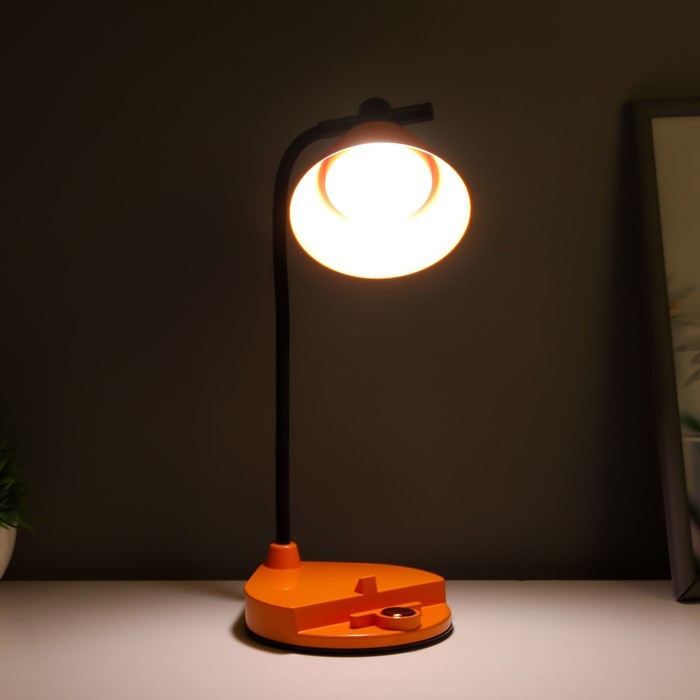 Настольная лампа "Парасоль" LED, от USB/АКБ 6 Вт сенсор 3000-6000 оранжевый 14х10х37 см RISALUX  100 - фото 1908047593