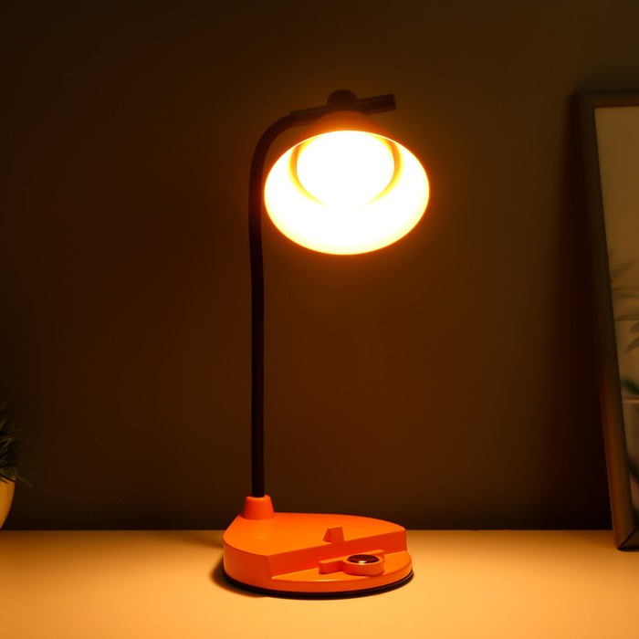 Настольная лампа "Парасоль" LED, от USB/АКБ 6 Вт сенсор 3000-6000 оранжевый 14х10х37 см RISALUX  100 - фото 1908047594