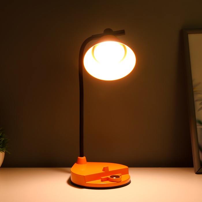 Настольная лампа "Парасоль" LED, от USB/АКБ 6 Вт сенсор 3000-6000 оранжевый 14х10х37 см RISALUX  100 - фото 1908047595