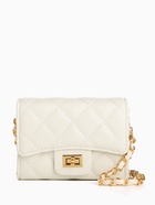 Сумка мини-клатч женская на клапане, на цепочке, со стёжкой, белая - Фото 8