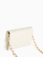 Сумка мини-клатч женская на клапане, на цепочке, со стёжкой, белая - Фото 4