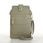 Сумка чехол для телефона, на кнопке, отдел для карт, зелёная - Фото 1