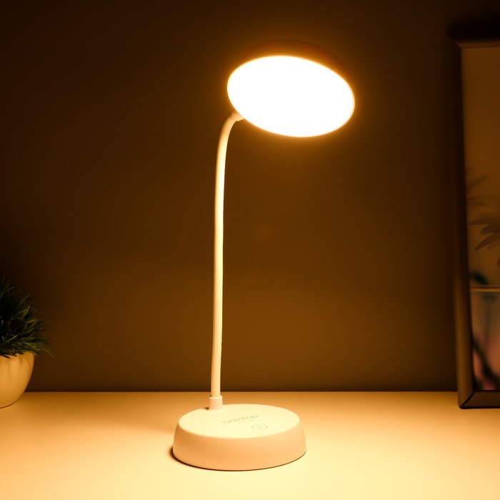 Настольная лампа "Регли" LED 8Вт USB АКБ белый 9,5х15х26 см RISALUX - фото 1908047637