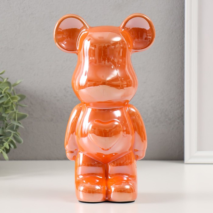 Копилка керамика "Мишка" оранжевый хамелеон 9,5х14х25 см - Фото 1