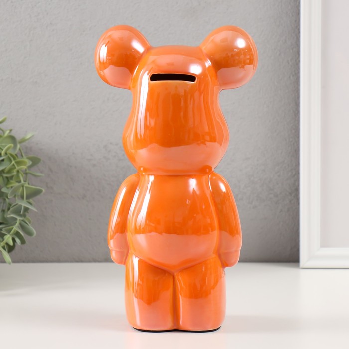 Копилка керамика "Мишка" оранжевый хамелеон 9,5х14х25 см