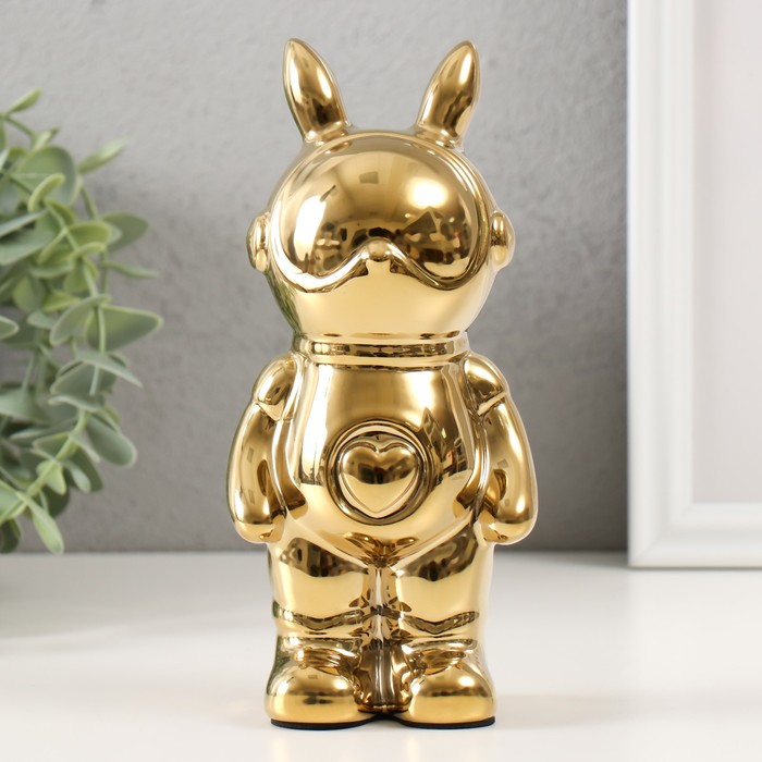 Копилка керамика "Кролик" золото 6х8,5х18 см - Фото 1