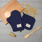 Кухонный набор «Этель» Kitchen: варежка-прихватка 20×28 см, прихватка 19×19 см,100% хлопок, синий - Фото 7