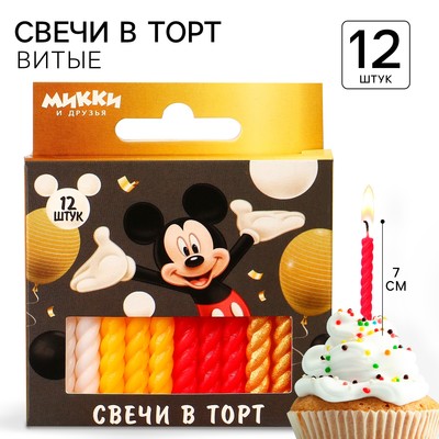Набор свечей для торта "С Днем Рождения", 12 штук, Микки Маус