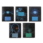 Тетрадь 12 листов в клетку на скрепке "Искусственный интелект", обложка мелованный картон, ВД-лак, МИКС - фото 321081192