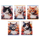 Тетрадь 12 листов в частую косую линию на скрепке "Кошки", обложка мелованный картон, ВД-лак, МИКС - фото 321081197