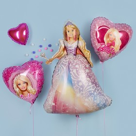 Воздушный шар фольгированный 18" «Барби», сердце (комплект 5 шт)