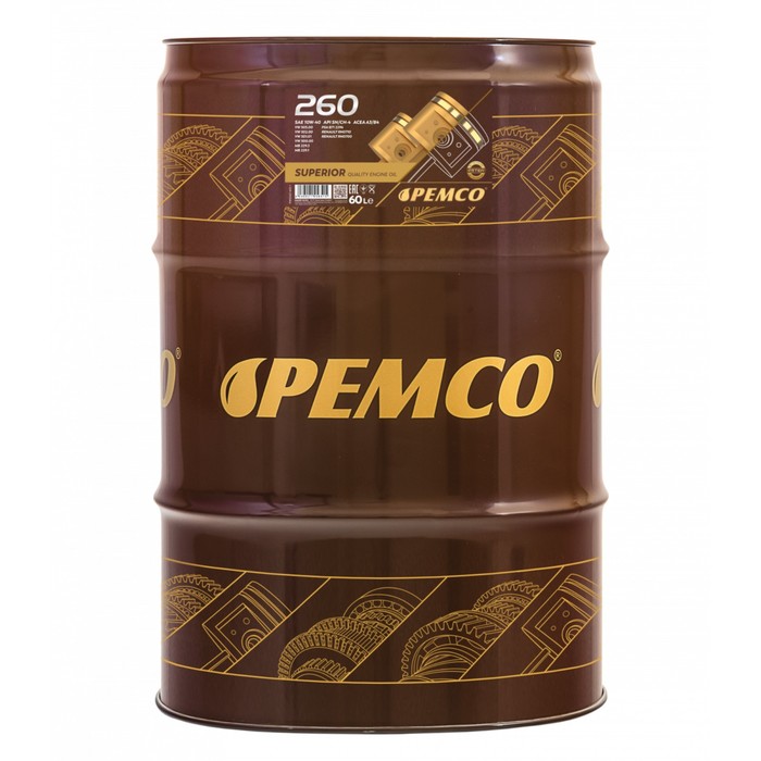 Масло моторное PEMCO 260 SAE 10W-40, синтетическое, 60 л - Фото 1