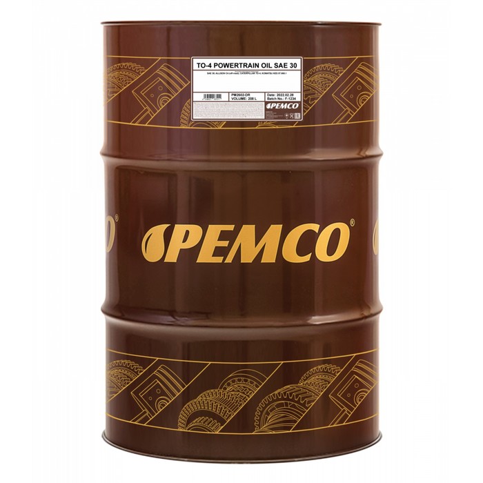 Масло трансмиссионно-гидравлическое PEMCO ТО-4 Powertrain Oil SAE 30W, минеральное, 208 л - Фото 1