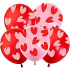 Шар латексный 12" «Воздушные сердца», красный/оозовый, пастель, 5 ст., 25 шт., МИКС - фото 3843050