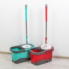 Швабра с отжимом и ведро на колёсиках с металлической центрифугой 16 л, запасная насадка из микрофибры, дозатор, цвет МИКС - Фото 9
