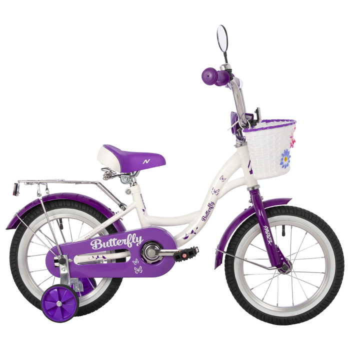 Велосипед 14&quot; Novatrack BUTTERFLY, цвет белый/фиолетовый