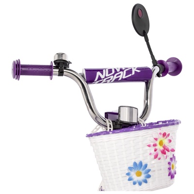Велосипед детский Novatrack BUTTERFLY, диаметр колёс 14", со съёмными колёсами, с корзиной, фиолетовый