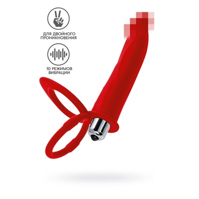 Насадка на пенис для двойного проникновения Black&Red by Toyfa, 19 см, силикон, красная