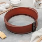 УЦЕНКА Форма силиконовая для выпечки со стеклянным дном Доляна «Круг», 25.5×7 см (от ручки до ручки 29 см), цвет коричневый - Фото 1