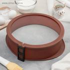 УЦЕНКА Форма силиконовая для выпечки со стеклянным дном Доляна «Круг», 25.5×7 см (от ручки до ручки 29 см), цвет коричневый - Фото 3